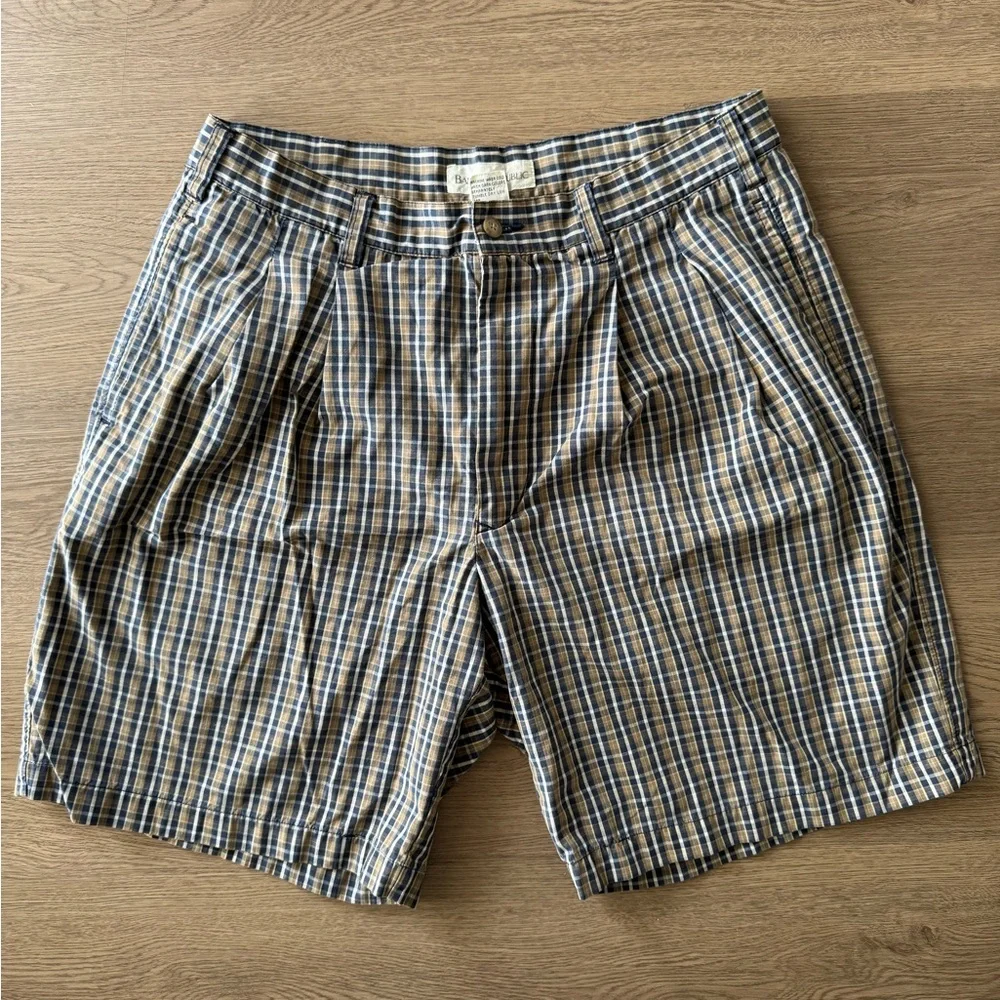 Vintage Banana Republic 100% Cotton Men's Checkered Plaid Shorts Size 33